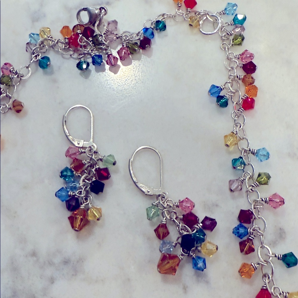 Colorful Heart Pendant Necklace and Earring Set - Picture 3 of 3